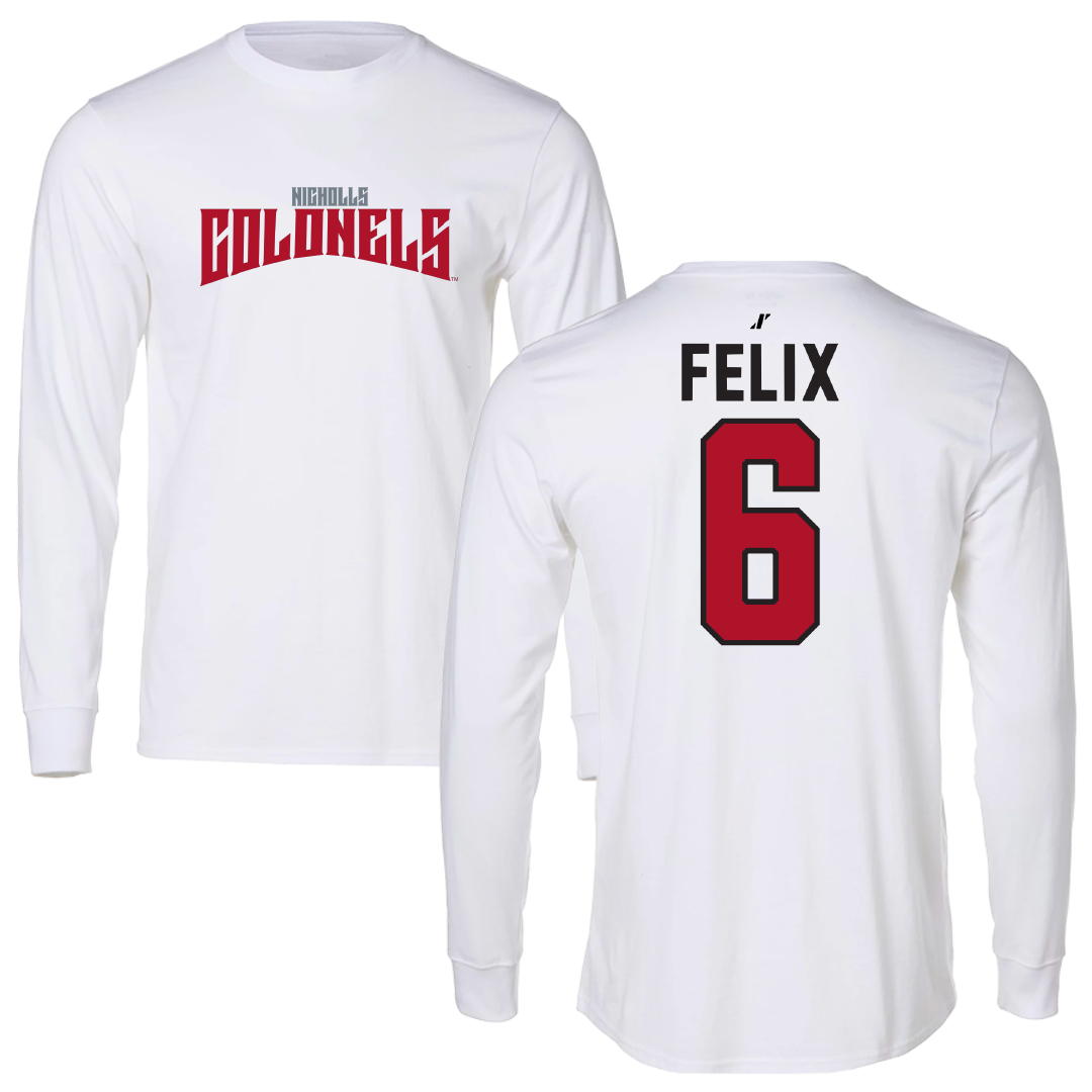 Nicholls State University Baseball White Classic Long Sleeve - #6 Garrett Felix