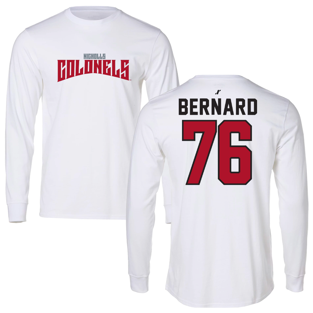 Nicholls State University Football White Classic Performance Long Sleeve - #76 Ryan Bernard
