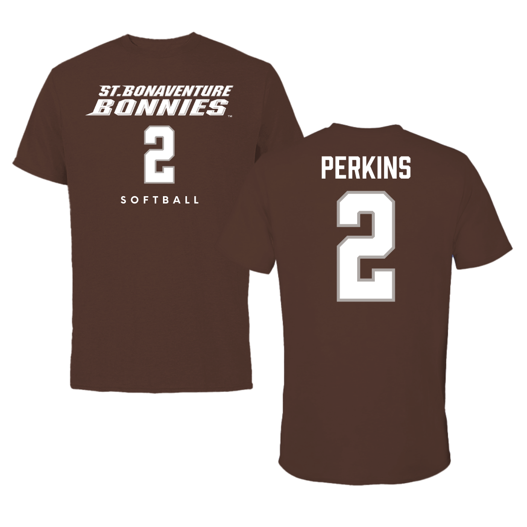 St. Bonaventure University Softball Brown Tee - #2 Reanna Perkins