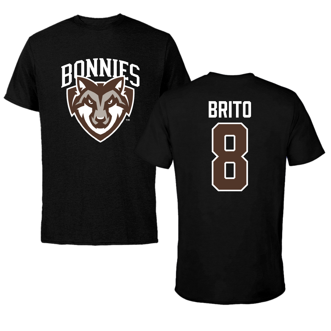 St. Bonaventure University Soccer Black Tee - #8 Kenzo Brito