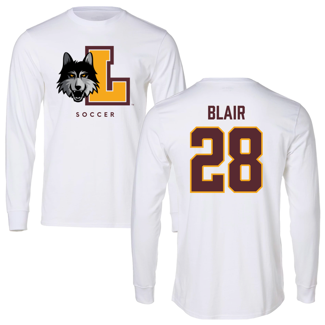 Loyola University-Chicago Soccer White Mascot Long Sleeve - #28 Quinten Blair