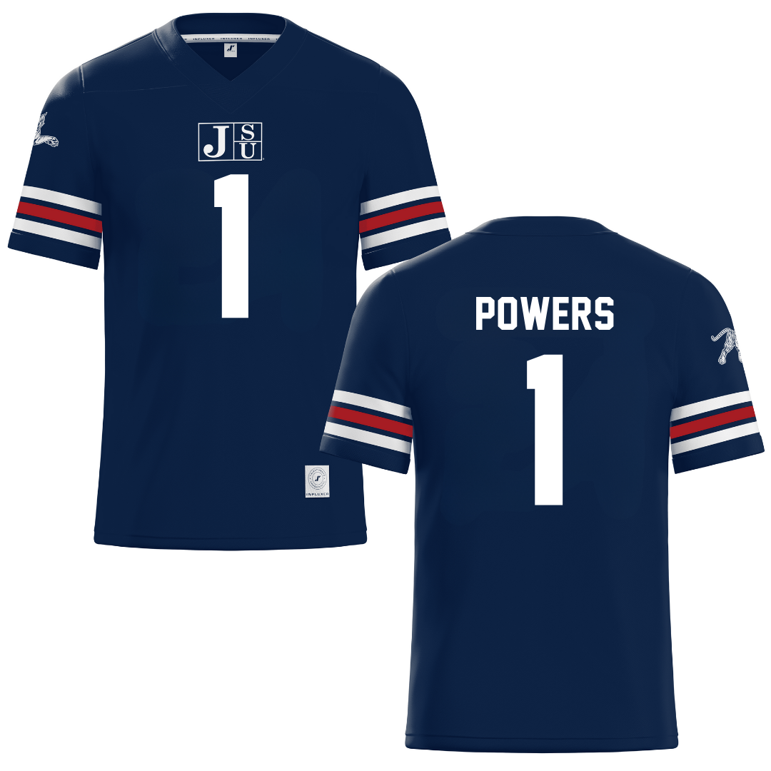 Jackson State University Navy Football Jersey - #1 Rico Powers