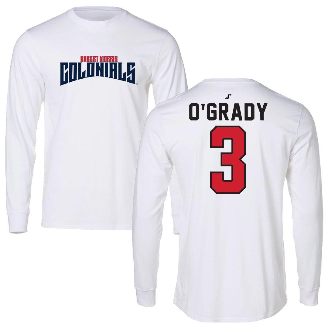 Robert Morris University Basketball White Classic Performance Long Sleeve - #3 Tanner O'Grady