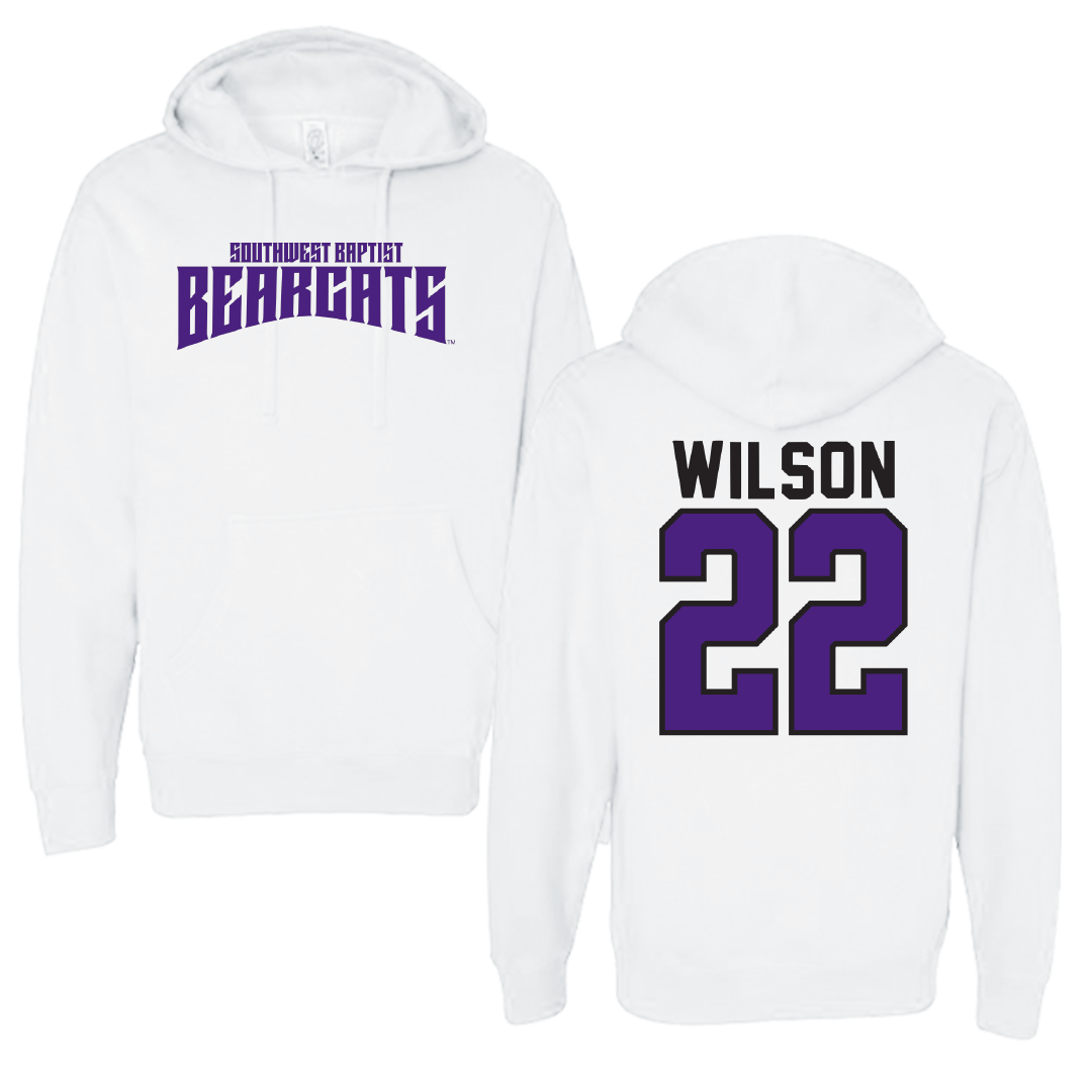 Southwest Baptist University Softball White Classic Hoodie - #22 Malea Wilson