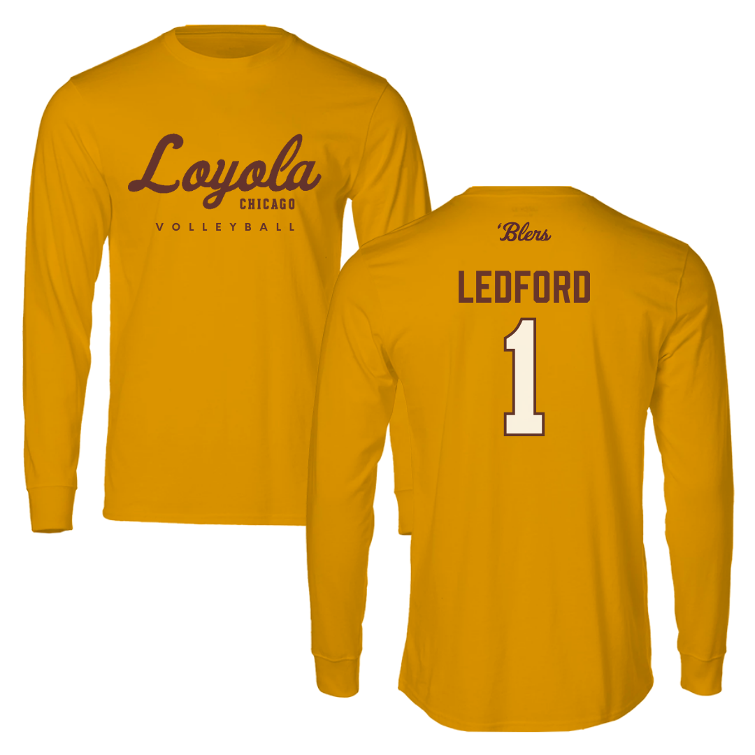 Loyola University-Chicago Volleyball Gold Long Sleeve - #1 Charlie Ledford