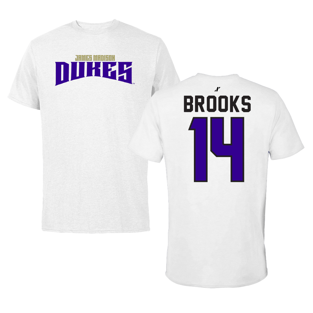 James Madison University Baseball White Classic Tee - #14 TJ Brooks