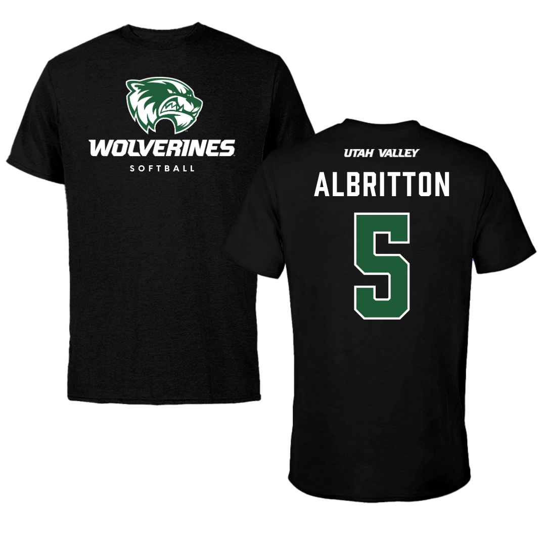 Utah Valley University Softball Black Mascot Tee - #5 Danyé Albritton