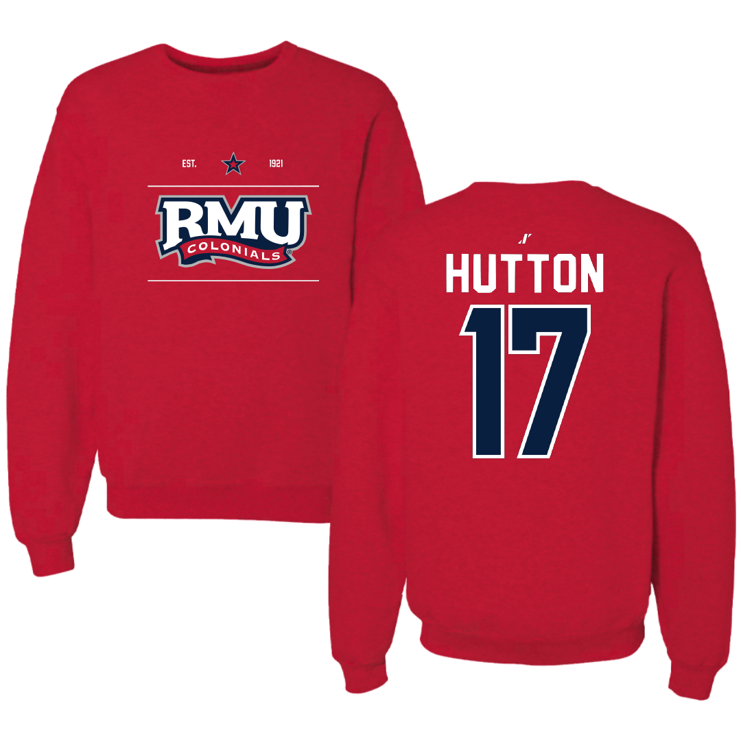 Robert Morris University Ice Hockey Red General Crewneck - #17 Matt Hutton