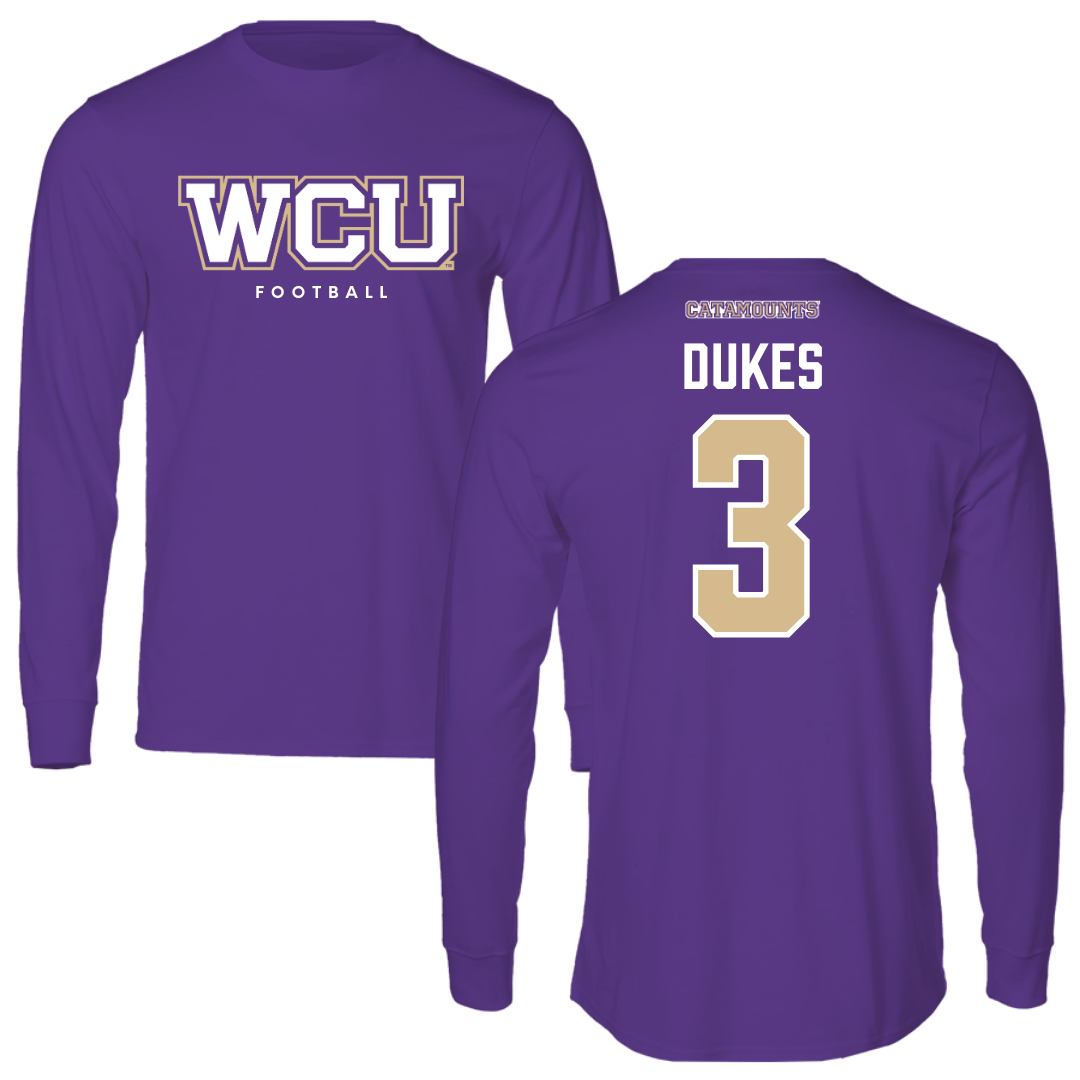 Western Carolina University Football Royal Purple Performance Long Sleeve - #3 Samaurie Dukes