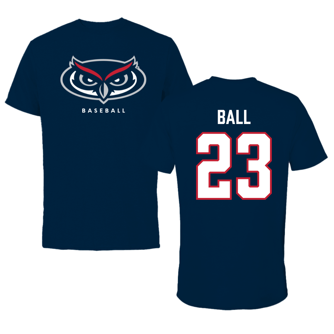 Florida Atlantic University Baseball Navy Mascot Performance Tee - #23 Dawson Ball