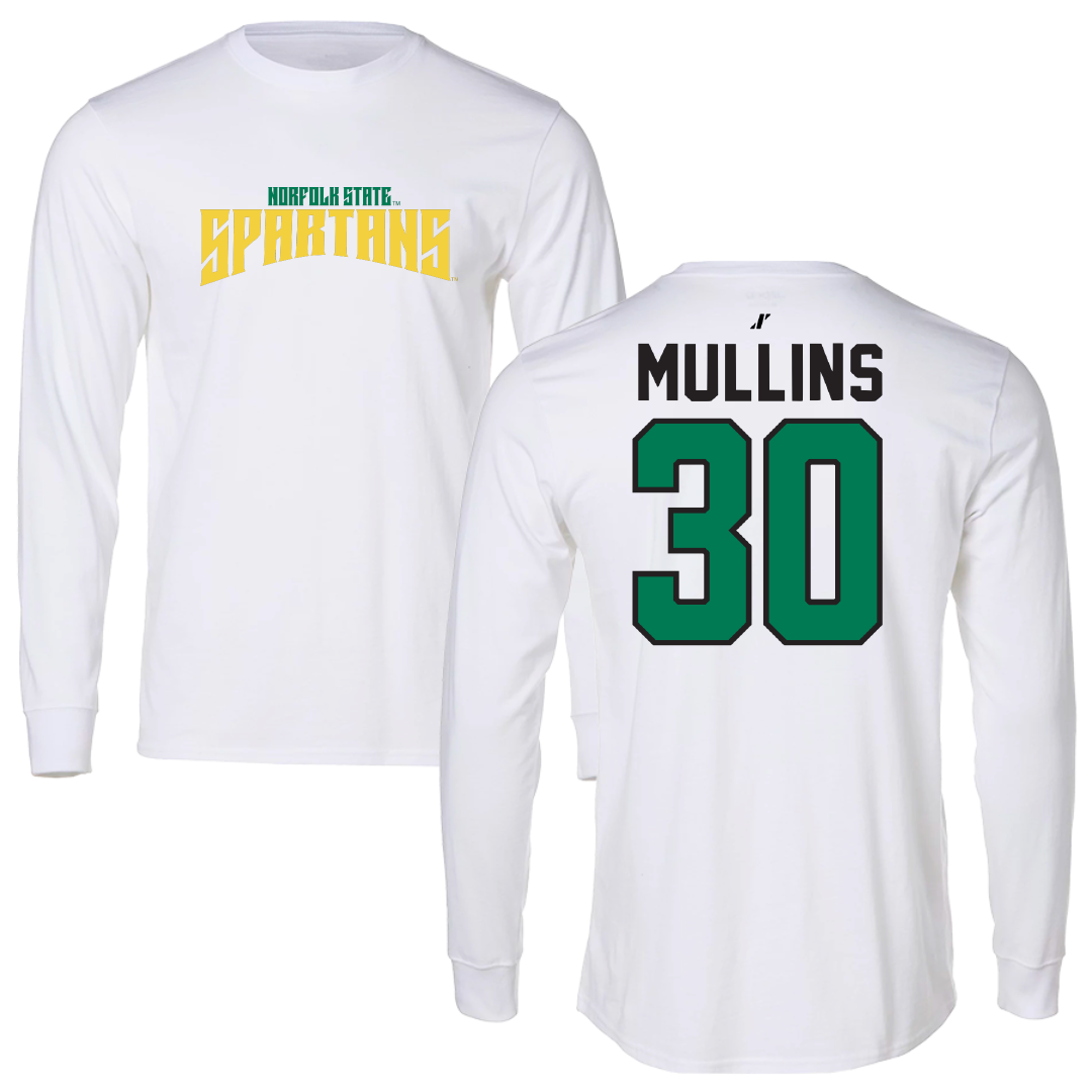 Norfolk State University Basketball White Classic Performance Long Sleeve - #30 Paris Mullins