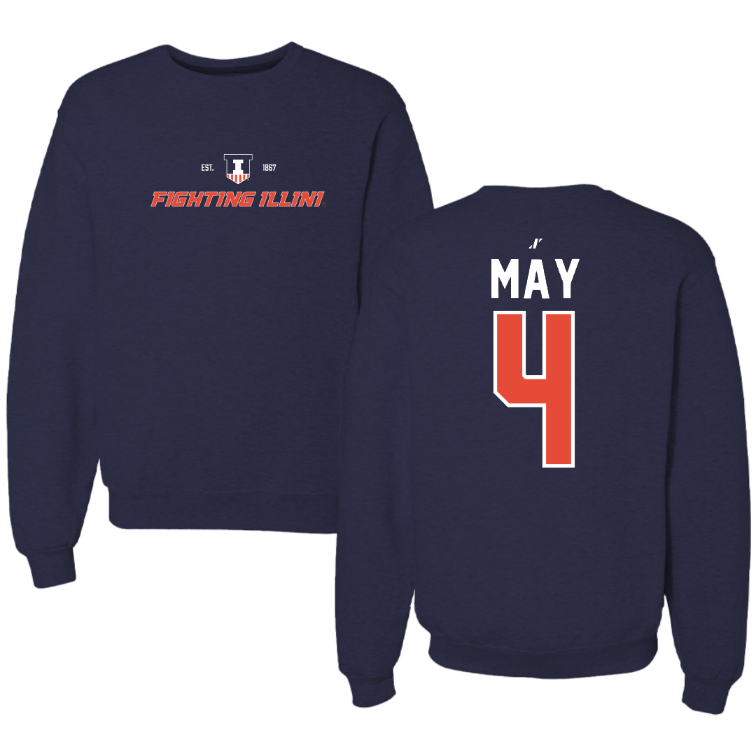 University of Illinois Volleyball Navy General Crewneck - #4 Bianca May