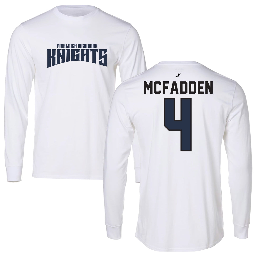 Fairleigh Dickinson University-Metropolitan Campus Volleyball White Classic Performance Long Sleeve - #4 Dylan McFadden