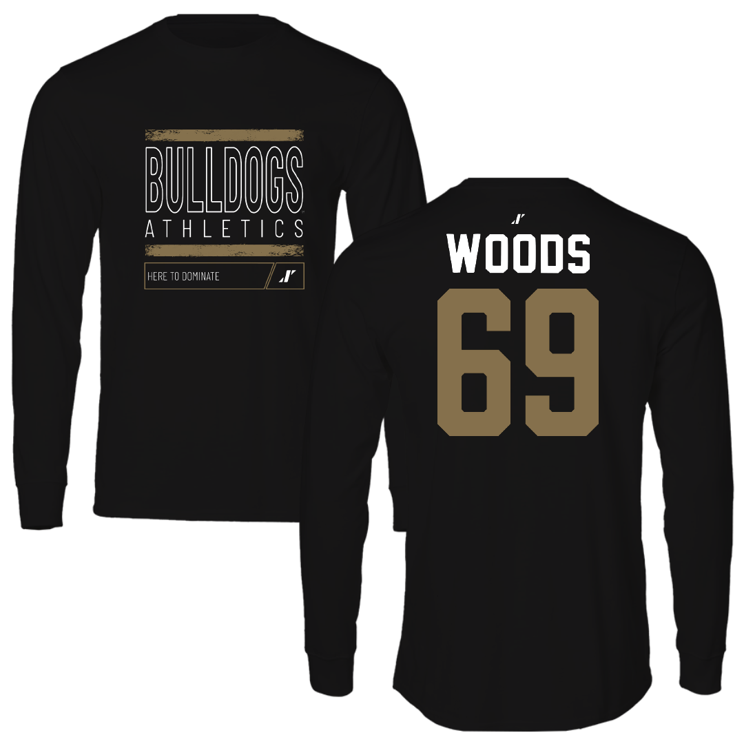 Bryant University Football Black Dominate Performance Long Sleeve - #69 Jeffery Woods