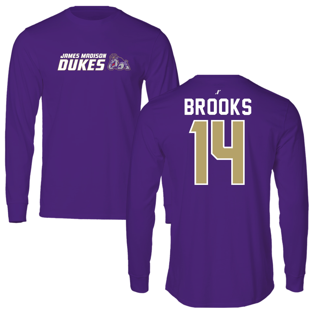 James Madison University Baseball Purple General Performance Long Sleeve - #14 TJ Brooks