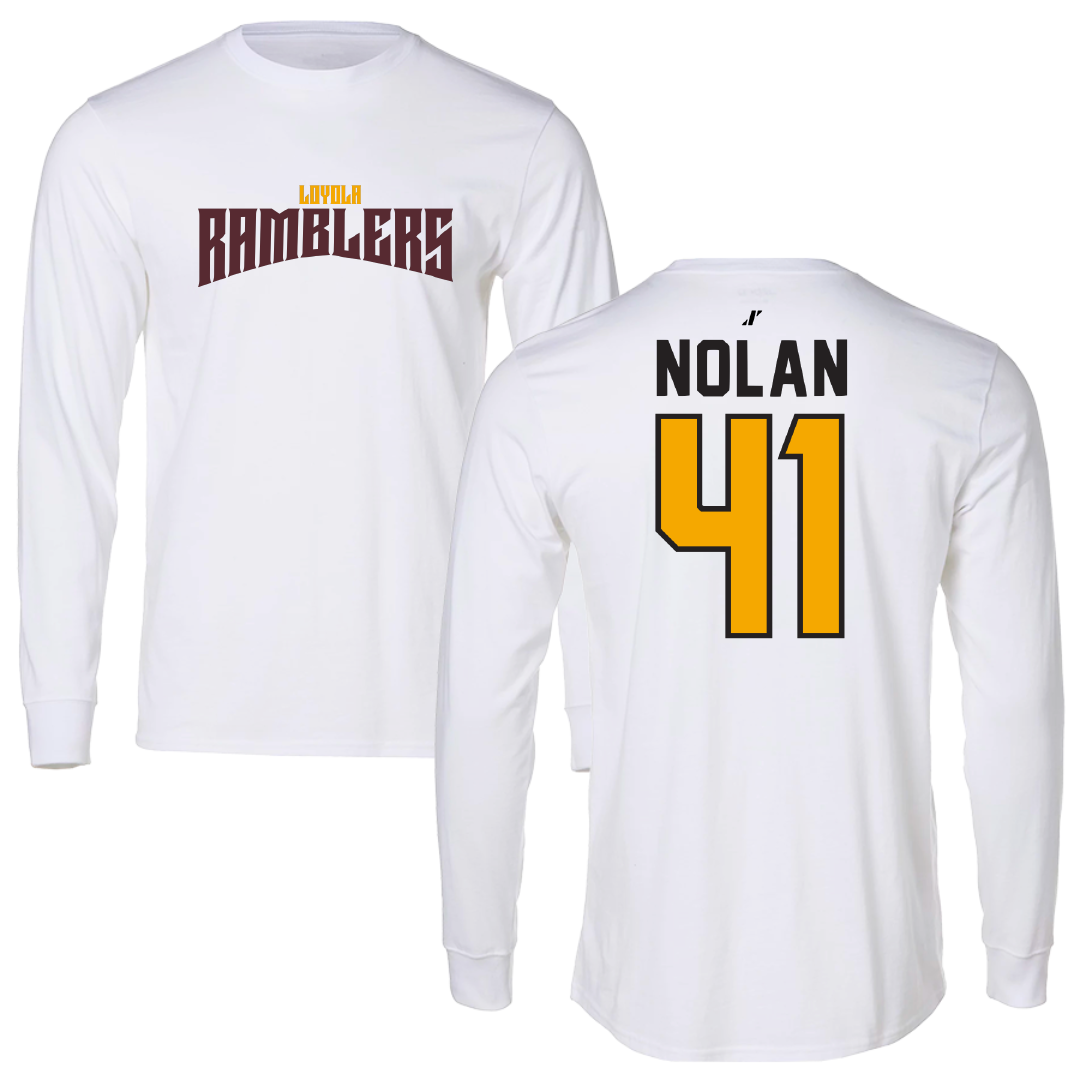 Loyola University-Chicago Basketball White Classic Performance Long Sleeve - #41 Emma Nolan