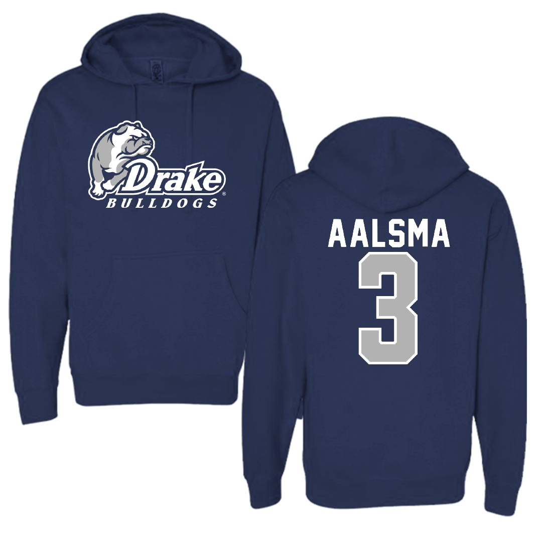 Drake University Basketball Navy Bulldogs Hoodie - #3 Abbie Aalsma