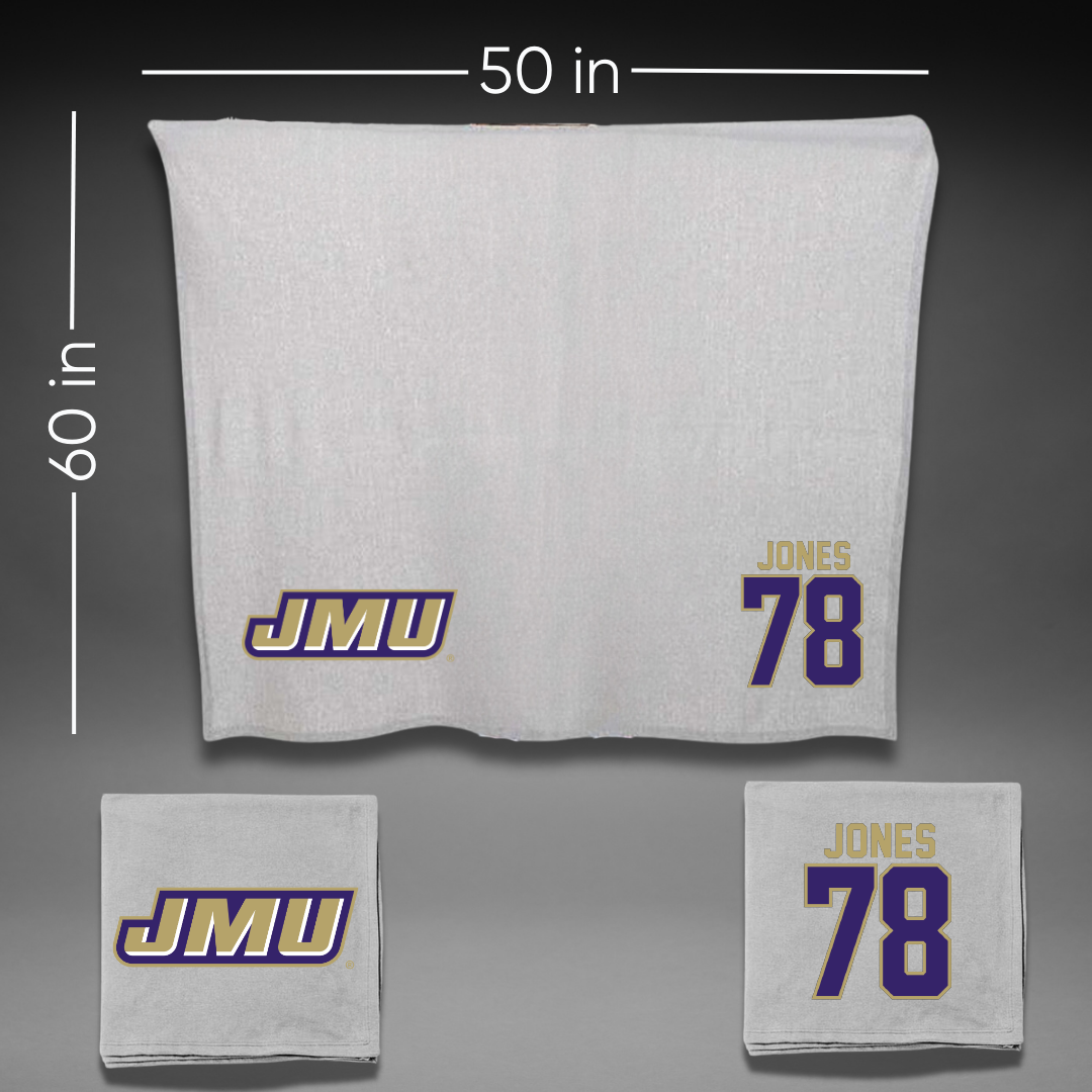 James Madison University Football Gray Blanket - #78 Cameron Jones