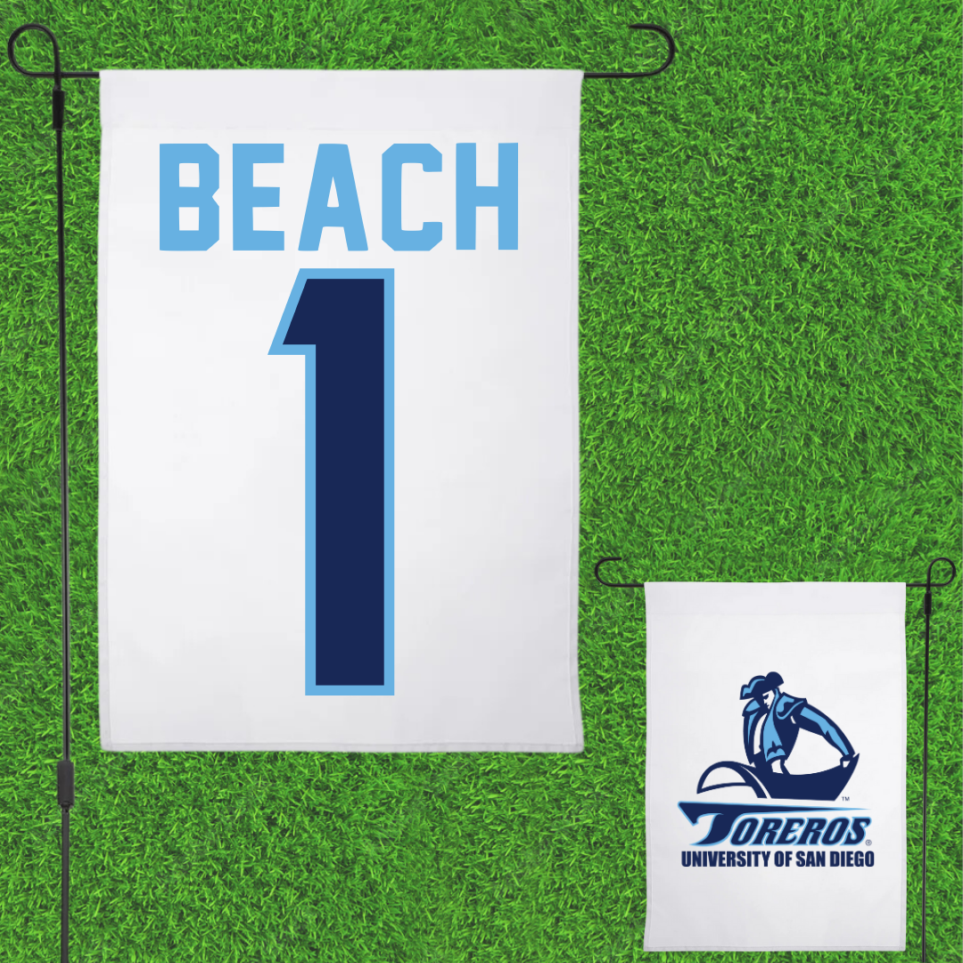 University of San Diego Volleyball White Garden Flag - #1 Neomi Beach