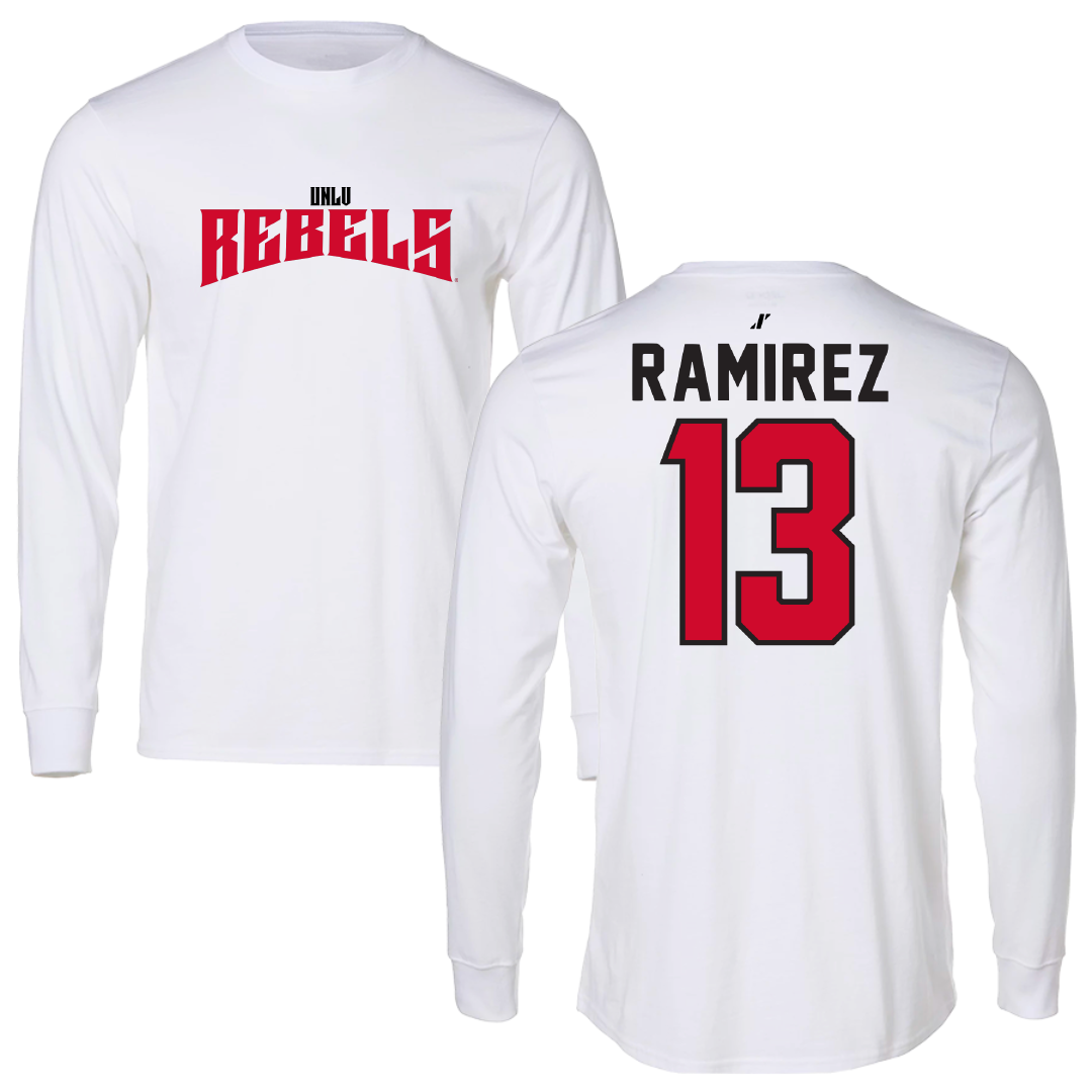 University of Nevada-Las Vegas Soccer White Classic Performance Long Sleeve - #13 Mallie Ramirez
