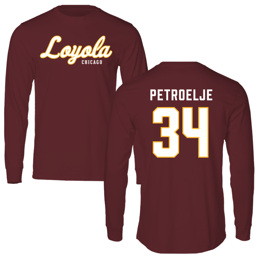 Loyola University-Chicago Basketball Maroon Long Sleeve - #34 Maddie Petroelje