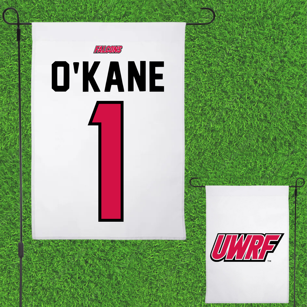 University of Wisconsin-River Falls Ice Hockey White Garden Flag - #1 Jordan O'Kane