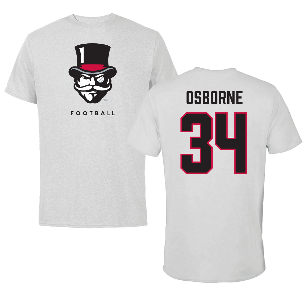 Austin Peay State University Football Gray Mascot Tee - #34 Jahlin Osborne