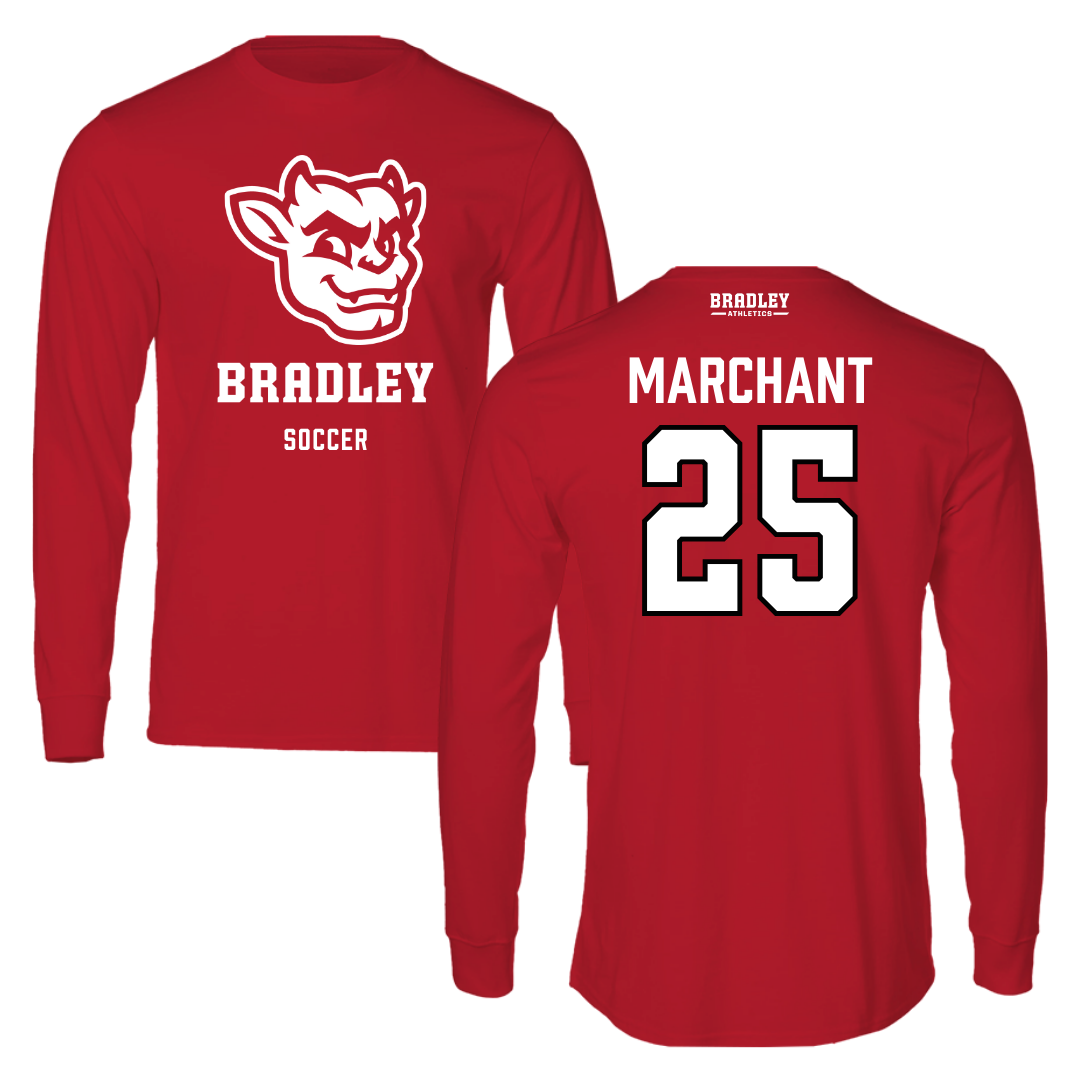 Bradley University Soccer Red Mascot Performance Long Sleeve - #25 Christopher Marchant