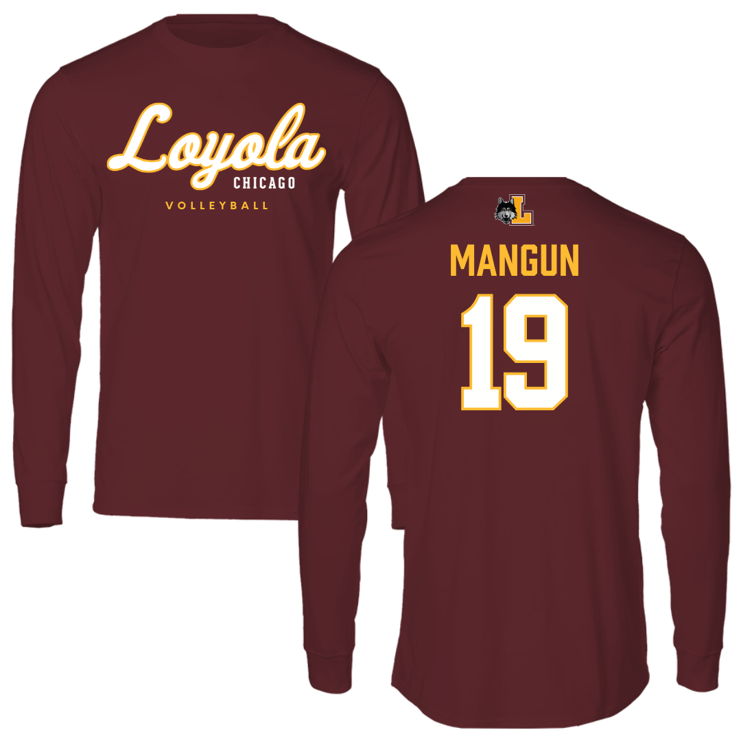 Loyola University-Chicago Volleyball Maroon Block Performance Long Sleeve - #19 Dan Mangun