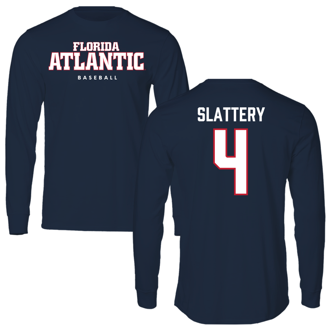 Florida Atlantic University Baseball Navy Block Long Sleeve - #4 Joseph Slattery