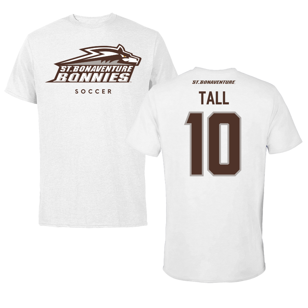St. Bonaventure University Soccer White Performance Tee - #10 Mo Tall
