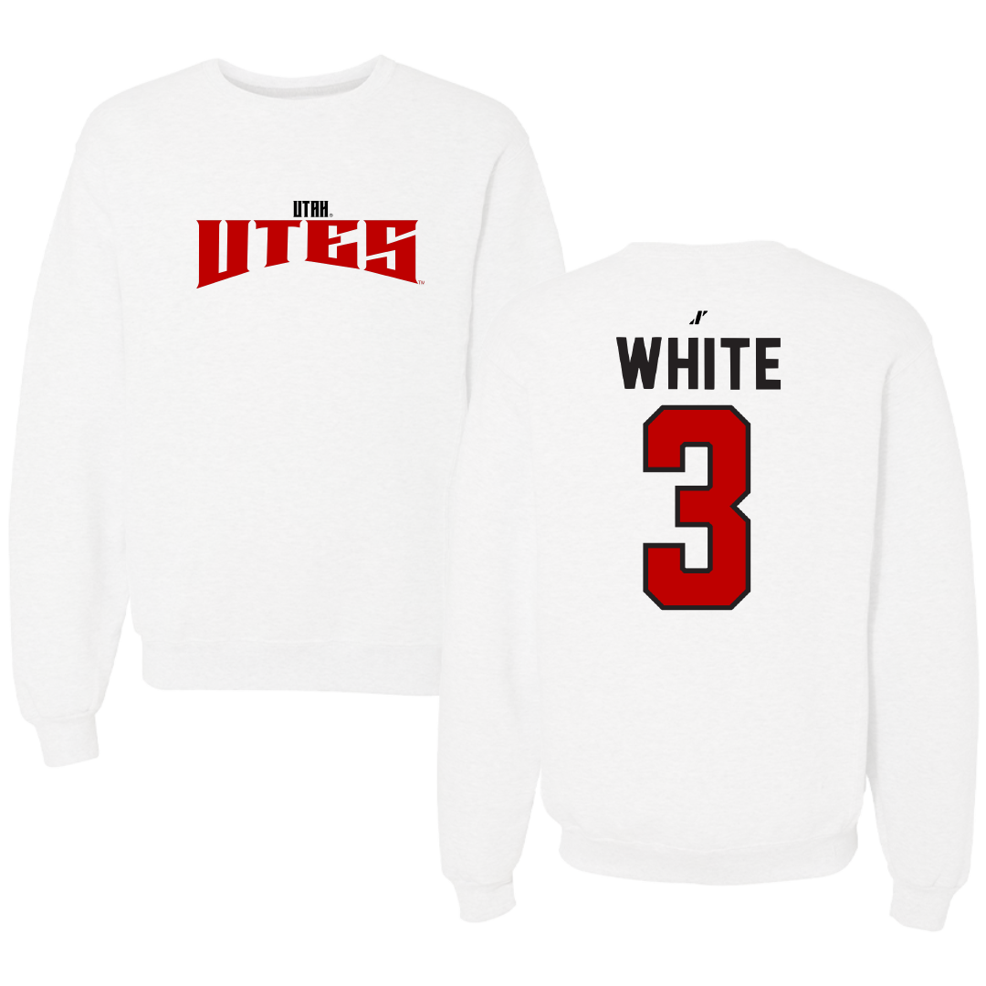 University of Utah Basketball White Classic Crewneck - #3 Lani White