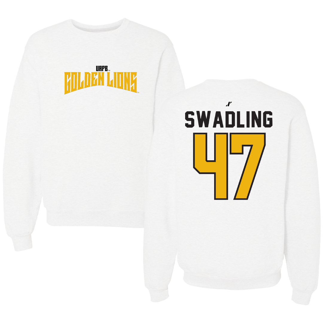 University of Arkansas-Pine Bluff Football White Classic Crewneck - #47 Andrew Swadling