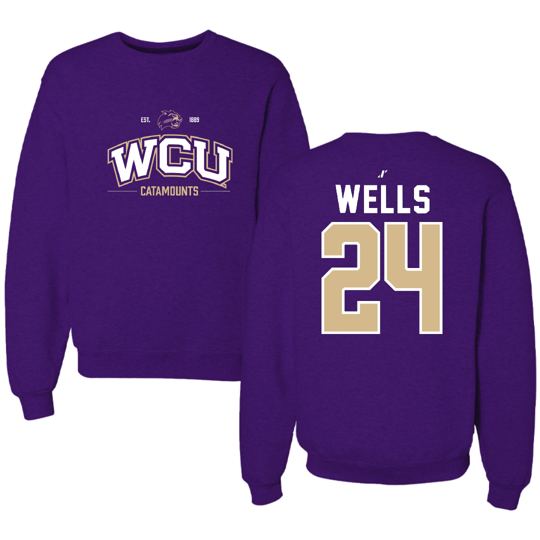 Western Carolina University Football Purple General Crewneck - #24 Zayveon Wells