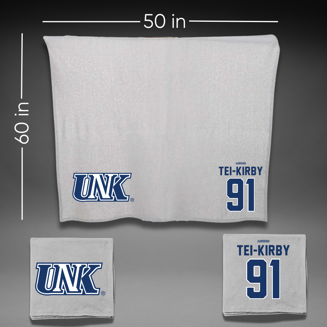 University of Nebraska at Kearney Football Gray Blanket - #91 Wayne Tei-Kirby