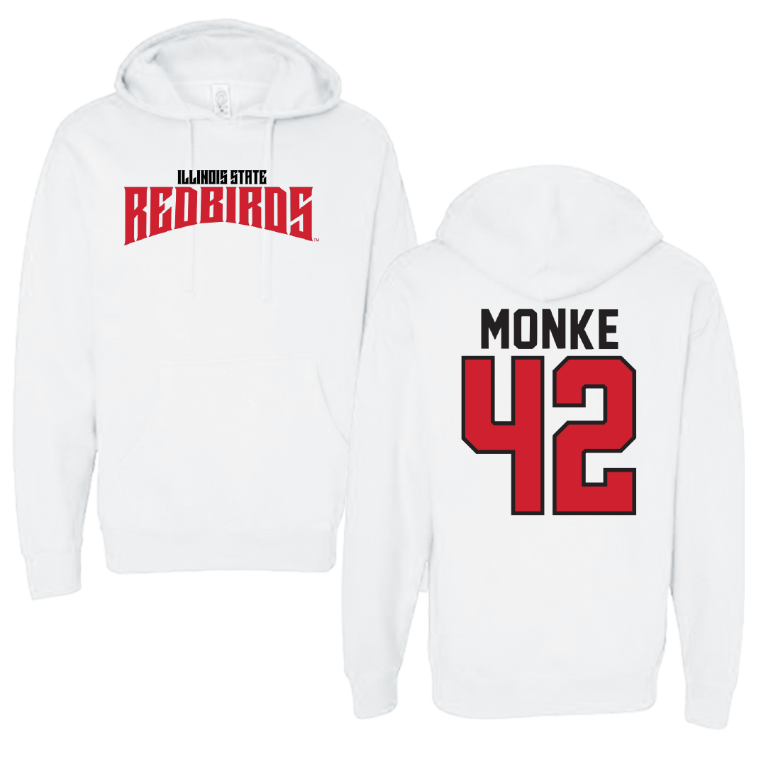 Illinois State University Baseball White Classic Hoodie - #42 Carter Monke