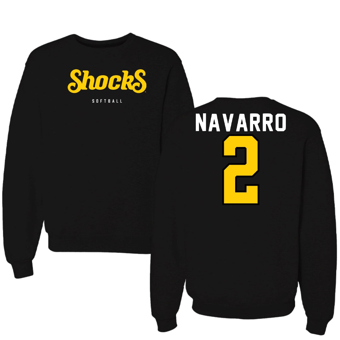 Wichita State University Softball Black Shocks Crewneck - #2 Makayla Navarro