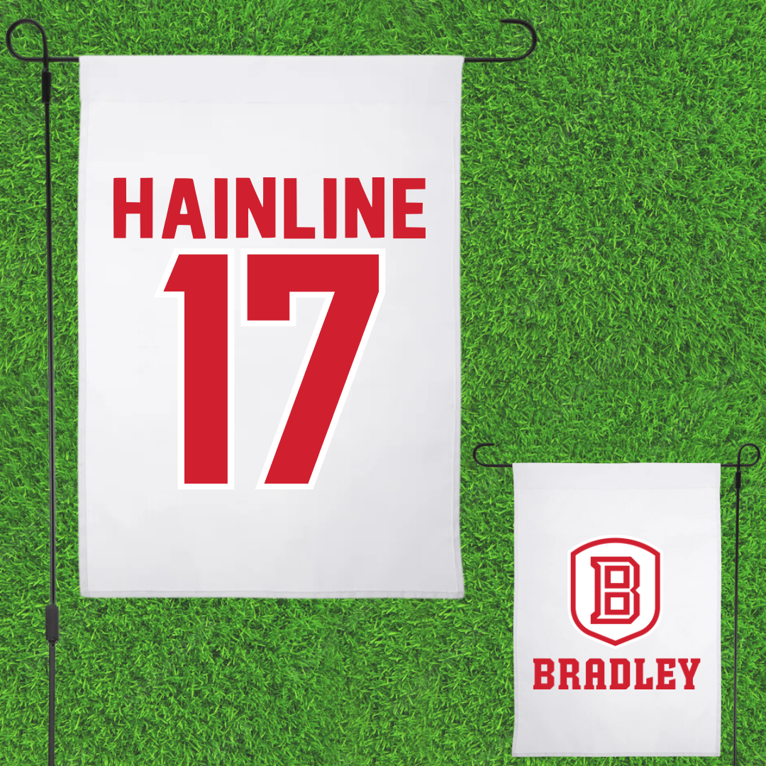 Bradley University Baseball White Garden Flag - #17 Nick Hainline