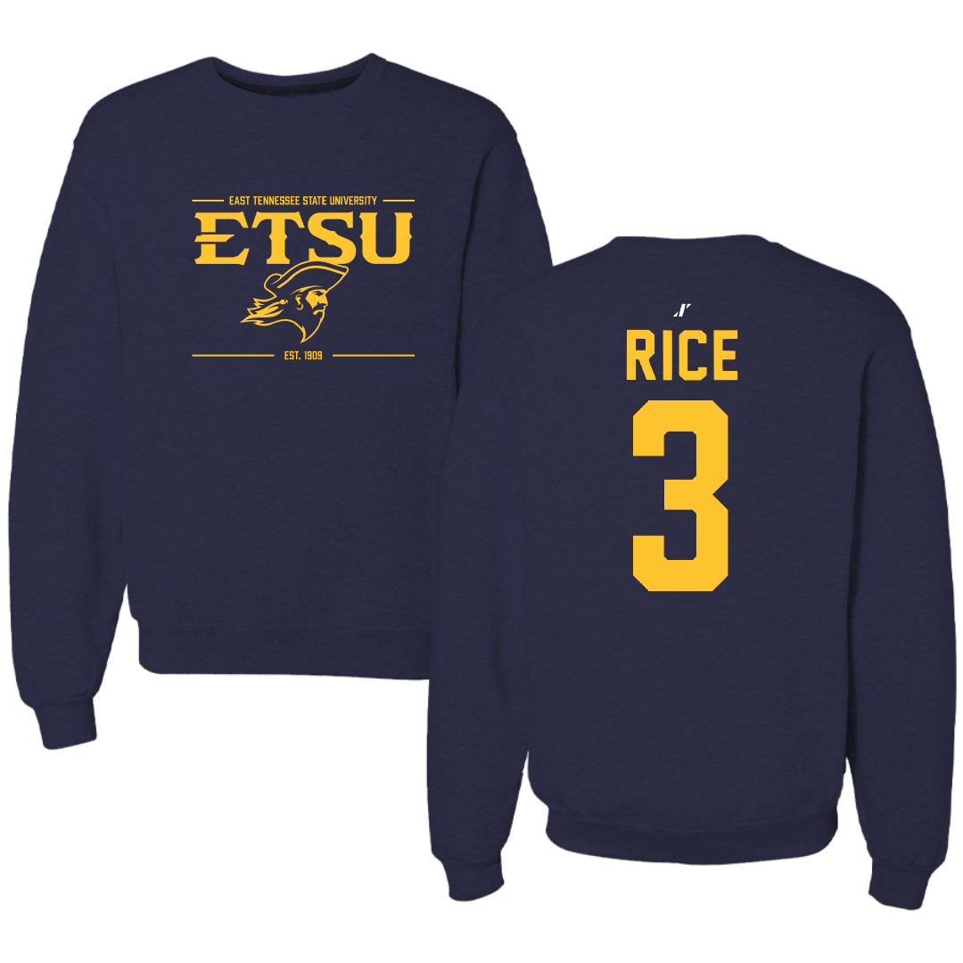East Tennessee State University Basketball Navy General Crewneck - #3 Tyler Rice