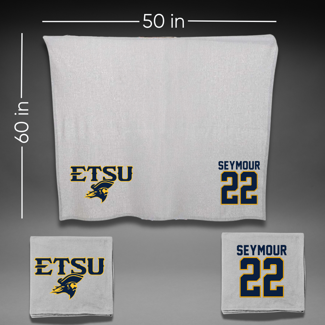 East Tennessee State University Basketball Gray Blanket - #22 Jaden Seymour