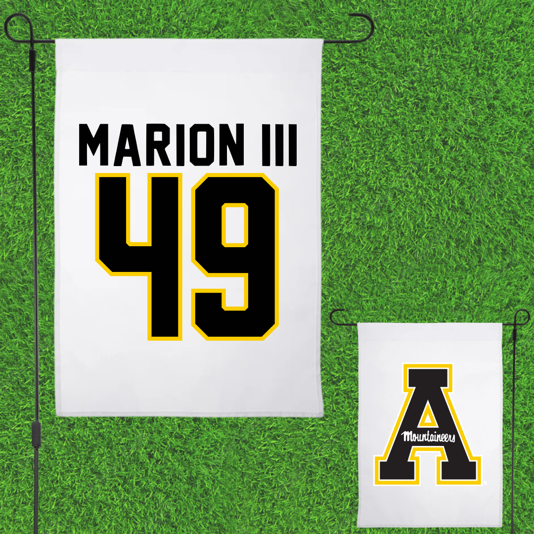 Appalachian State University Football White Garden Flag - #49 Randy Marion III