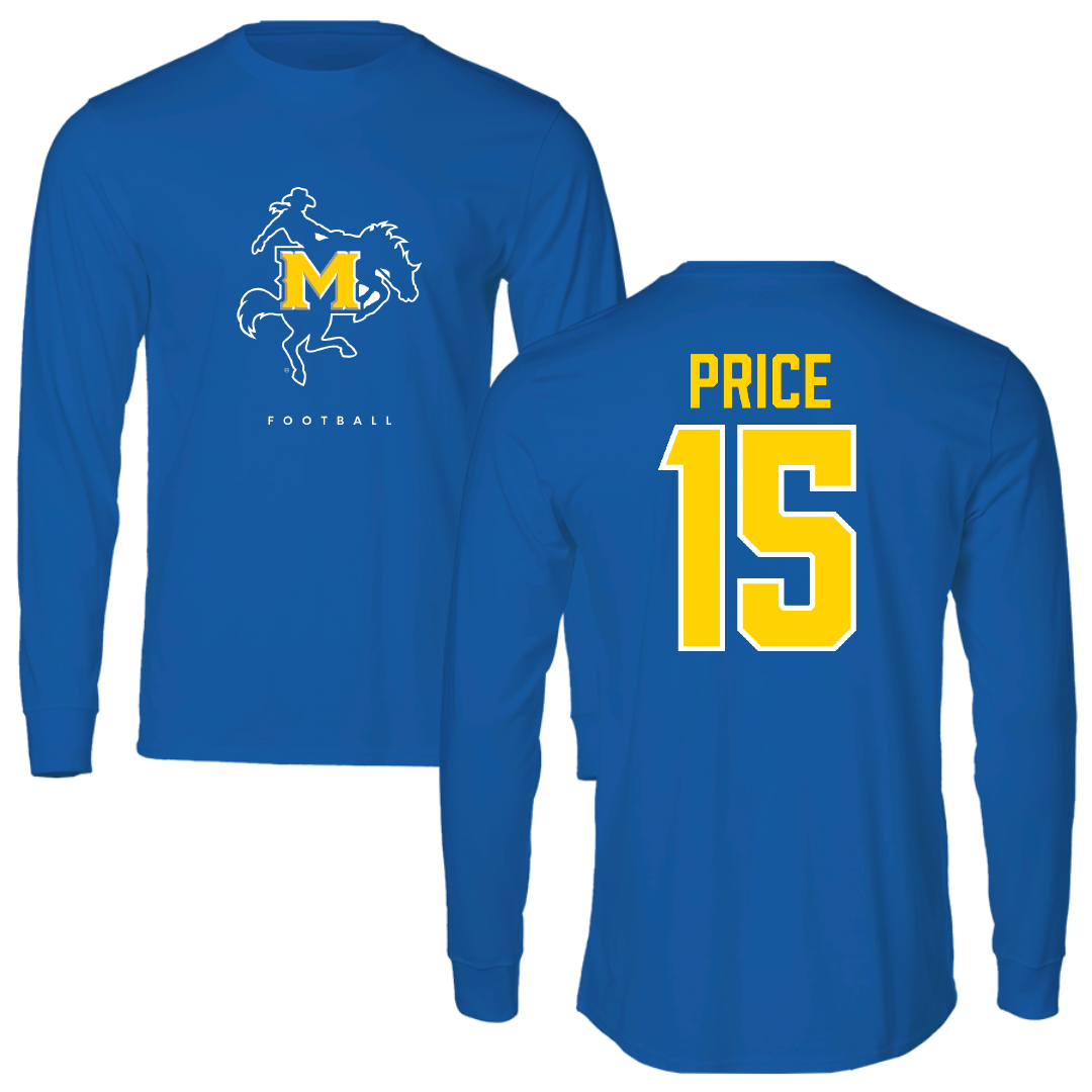 McNeese State University Football True Royal Long Sleeve - #15 Maurquel Price