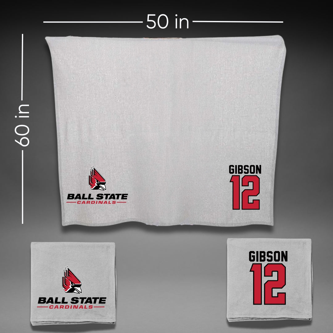 Ball State University Softball Gray Blanket - #12 Kaitlyn Gibson