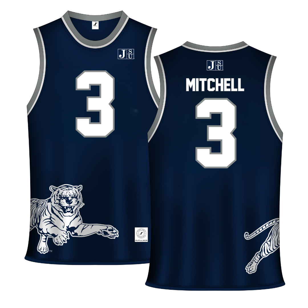 Jackson State University Navy Basketball Jersey - #3 Jayme Mitchell