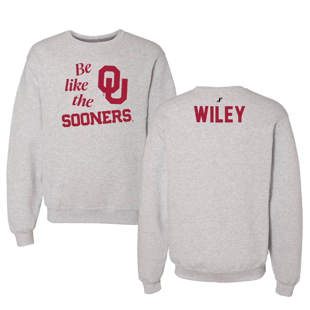 University of Oklahoma Wrestling Light Gray Be Like Us Crewneck - John Wiley