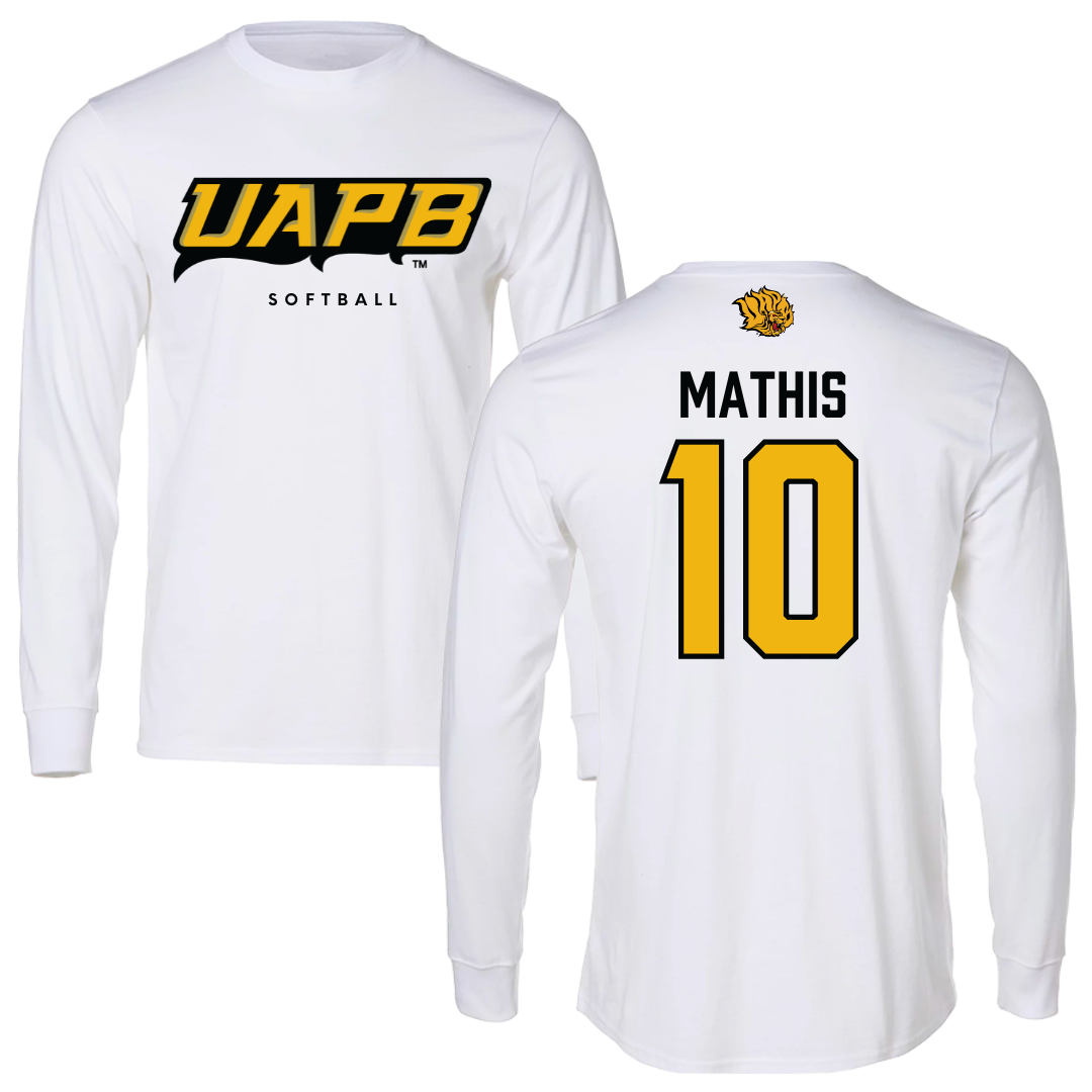 University of Arkansas-Pine Bluff Softball White Performance Long Sleeve - #10 Janai Mathis