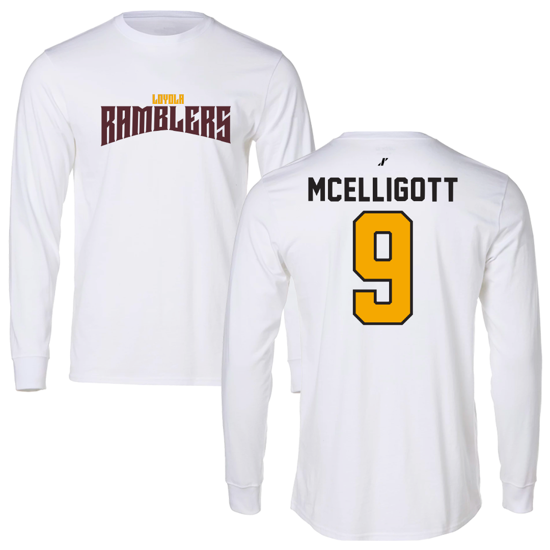 Loyola University-Chicago Volleyball White Classic Long Sleeve - #9 Ryan McElligott