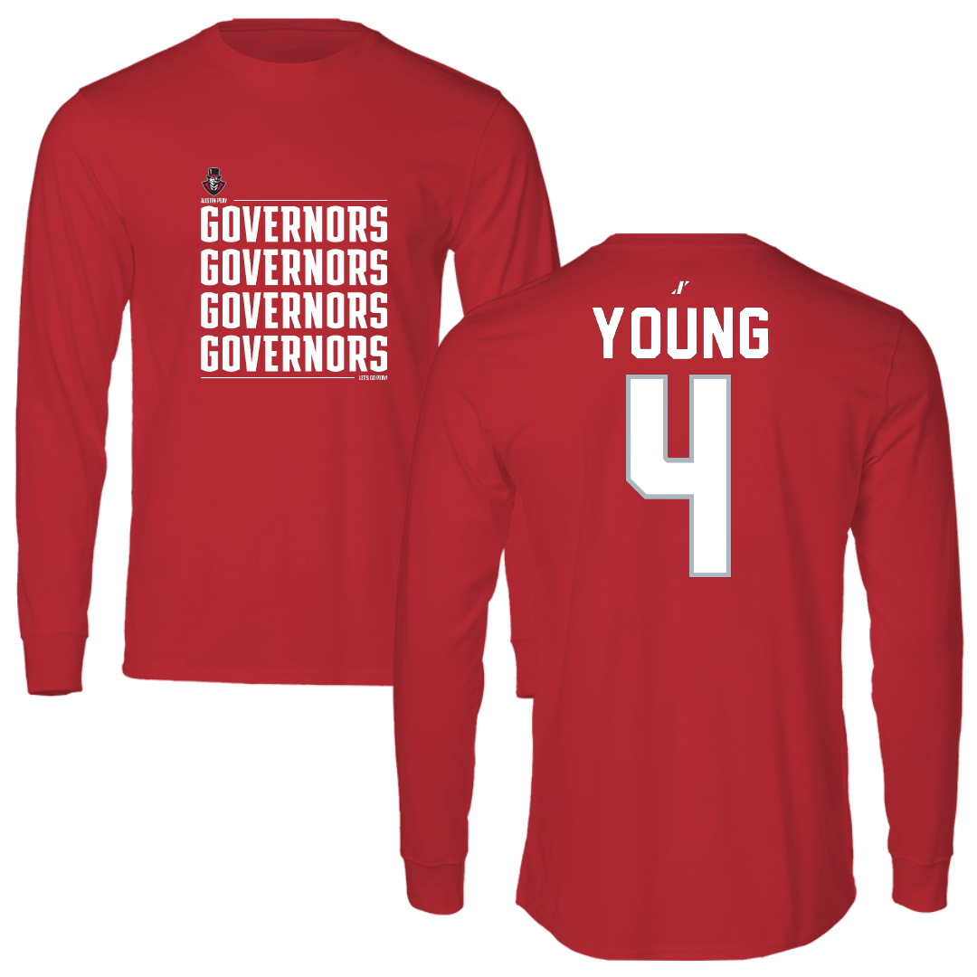 Austin Peay State University Soccer Red General Long Sleeve - #4 Carolyne Young