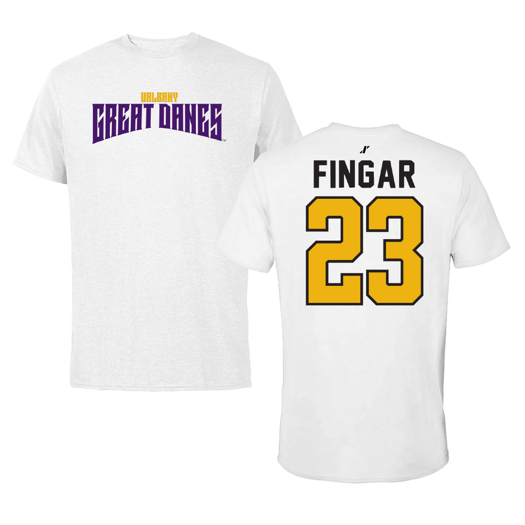 University at Albany Lacrosse White Classic Tee - #23 Conner Fingar