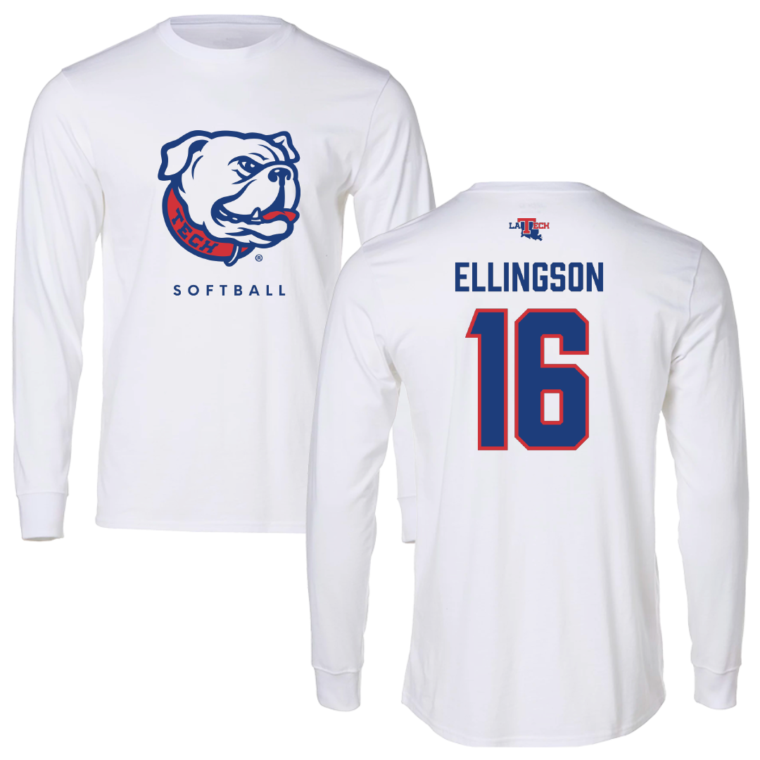 Louisiana Tech University Softball White Performance Long Sleeve - #16 Olivia Ellingson